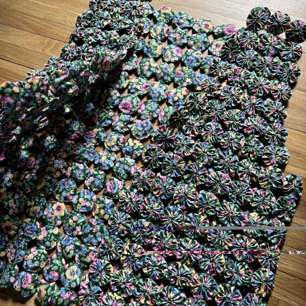 VTG Homemade Rosettes Vest Multicolor Floral Women's OS Unique Artsy Art To Wear